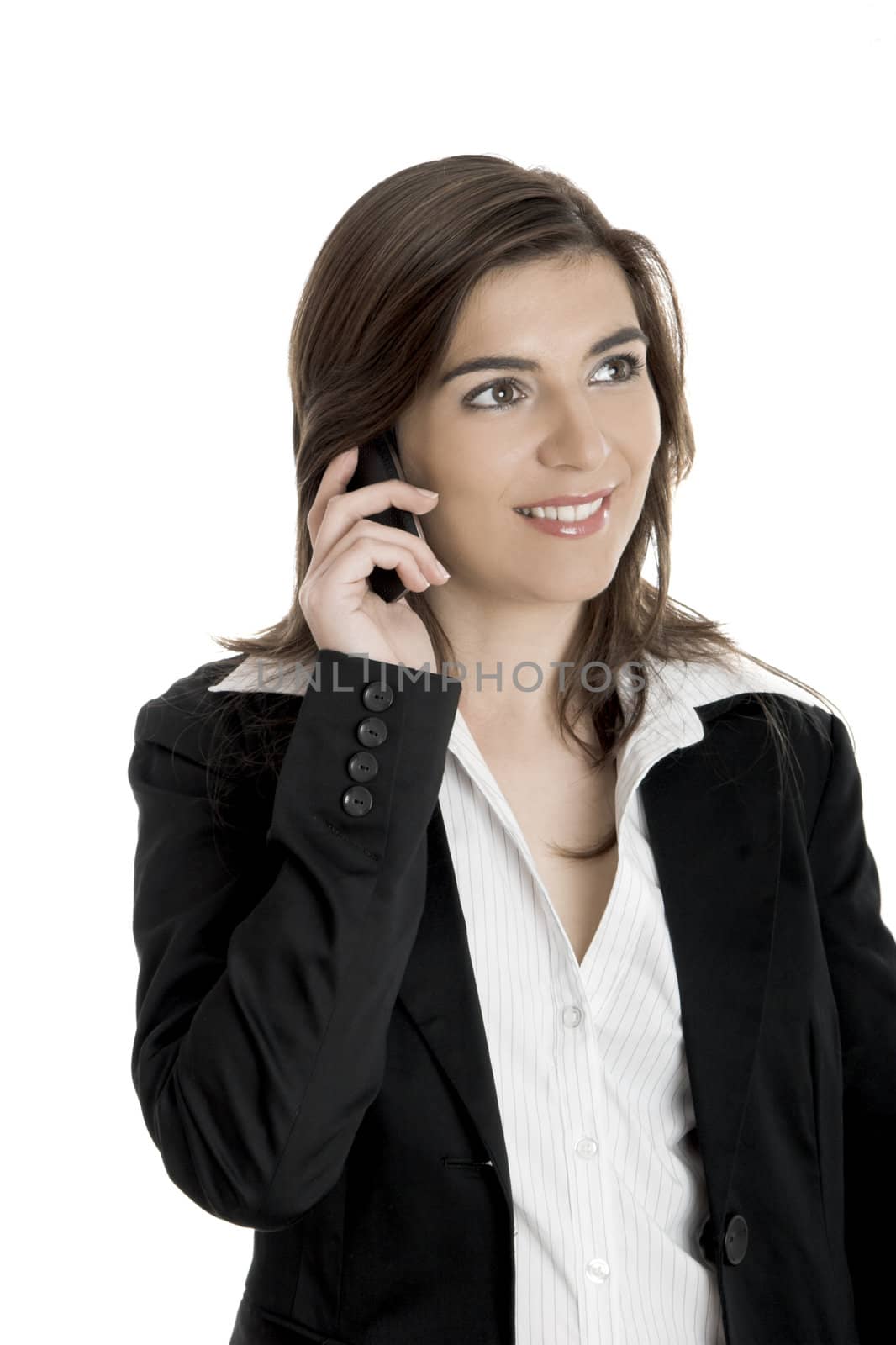 Portrait of a young beautiful businesswoman talking on her mobile phone