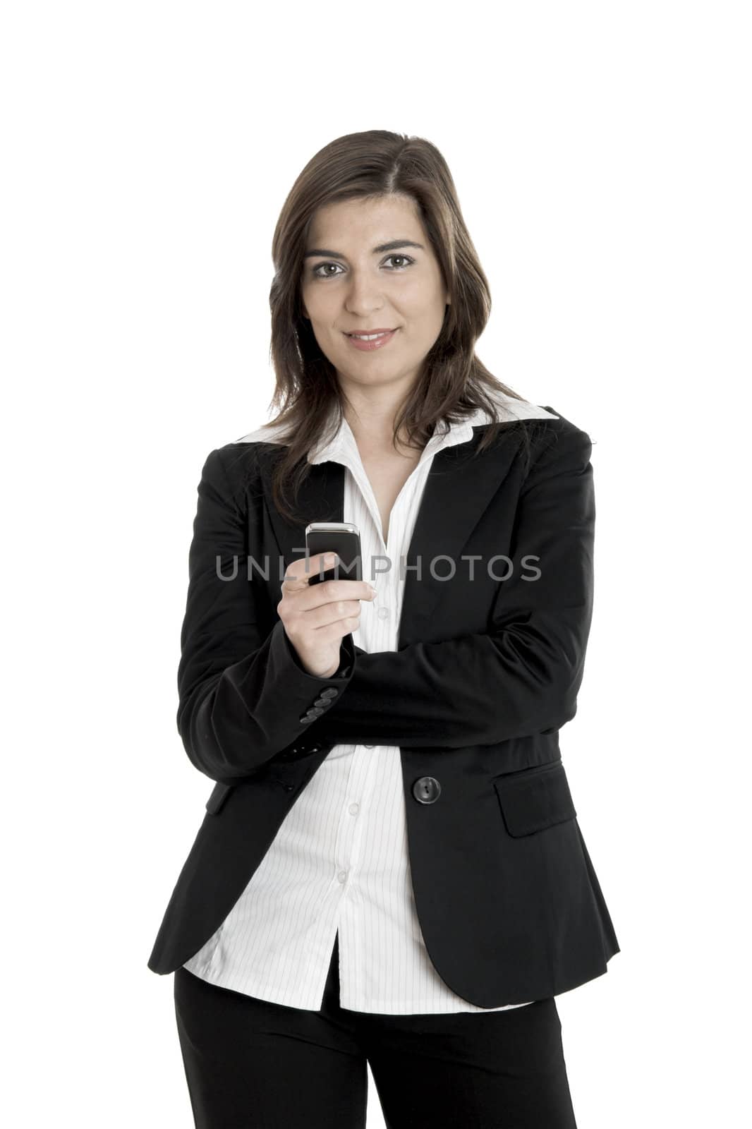 Portrait of a young beautiful businesswoman talking on her mobile phone