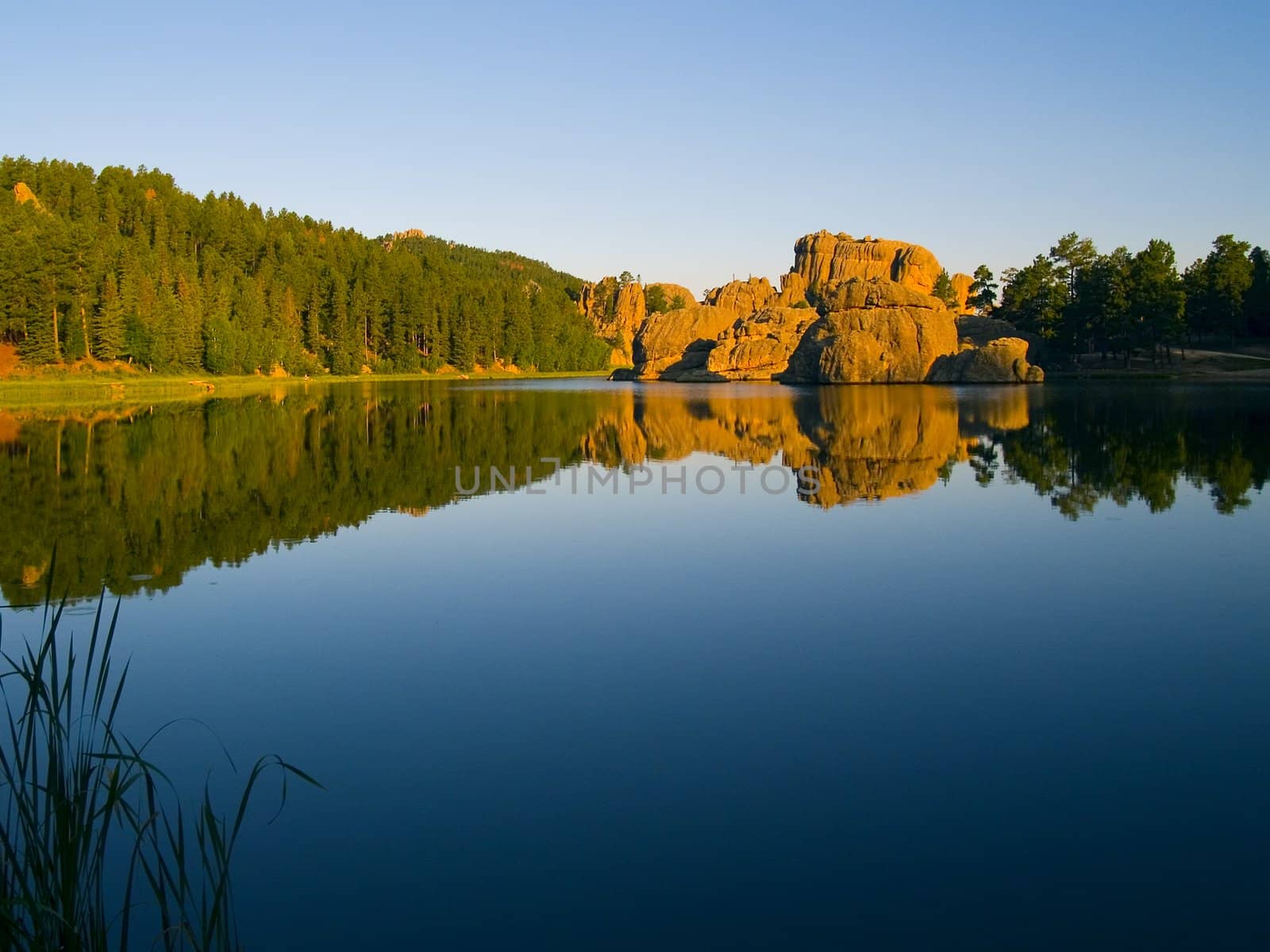 Early morning from the shore of Sylvan Lake in the Black Hills of South Dakota 