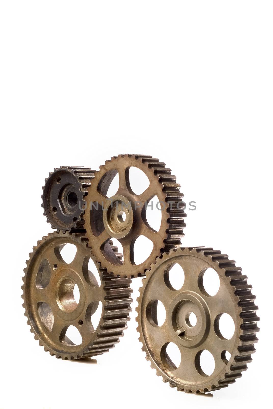 four cogwheels isolated on white