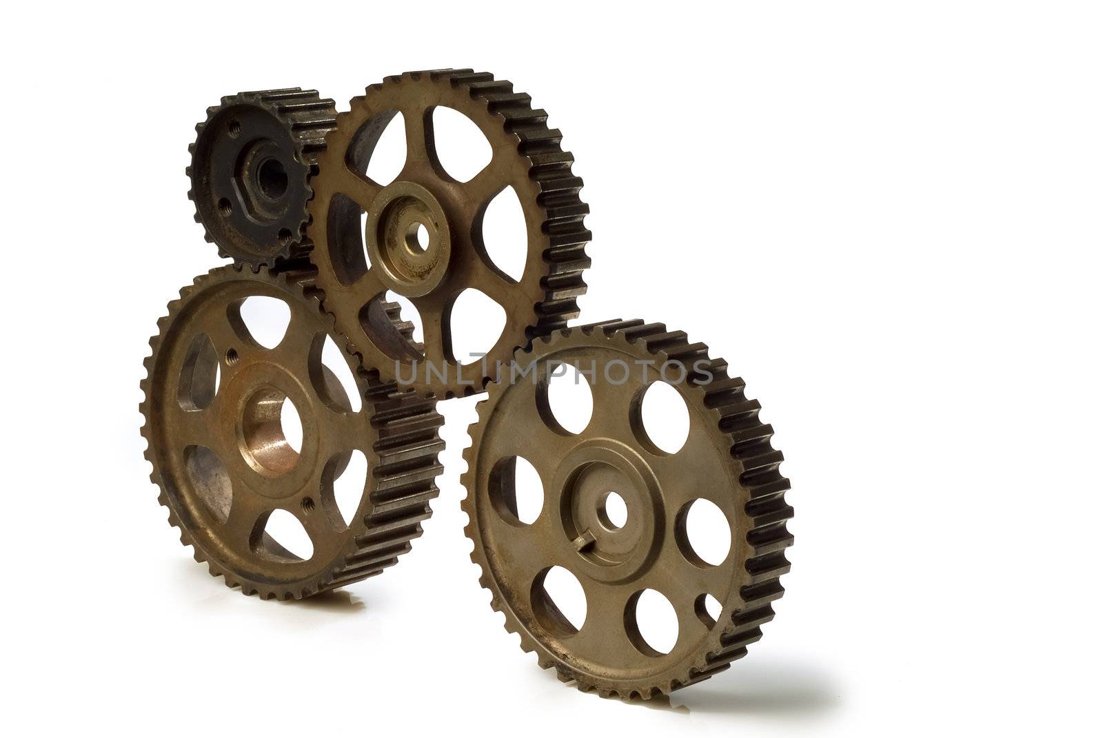 four cogwheels isolated on white