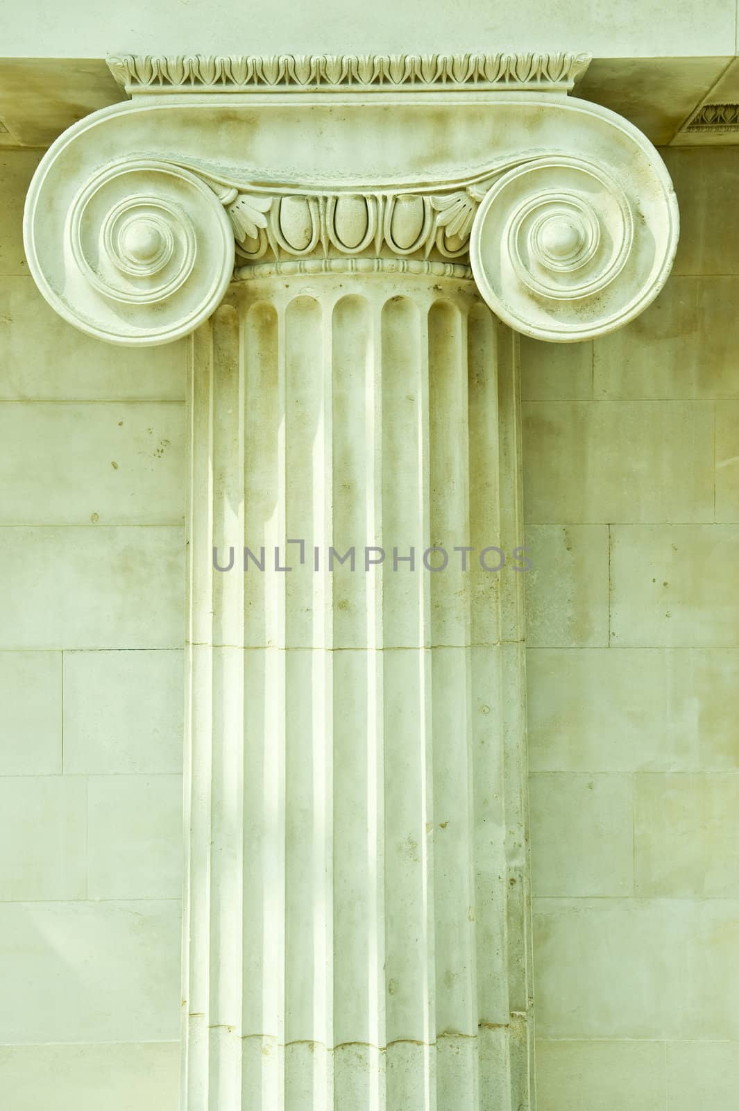 Corinthian antique column in an interior British museum 