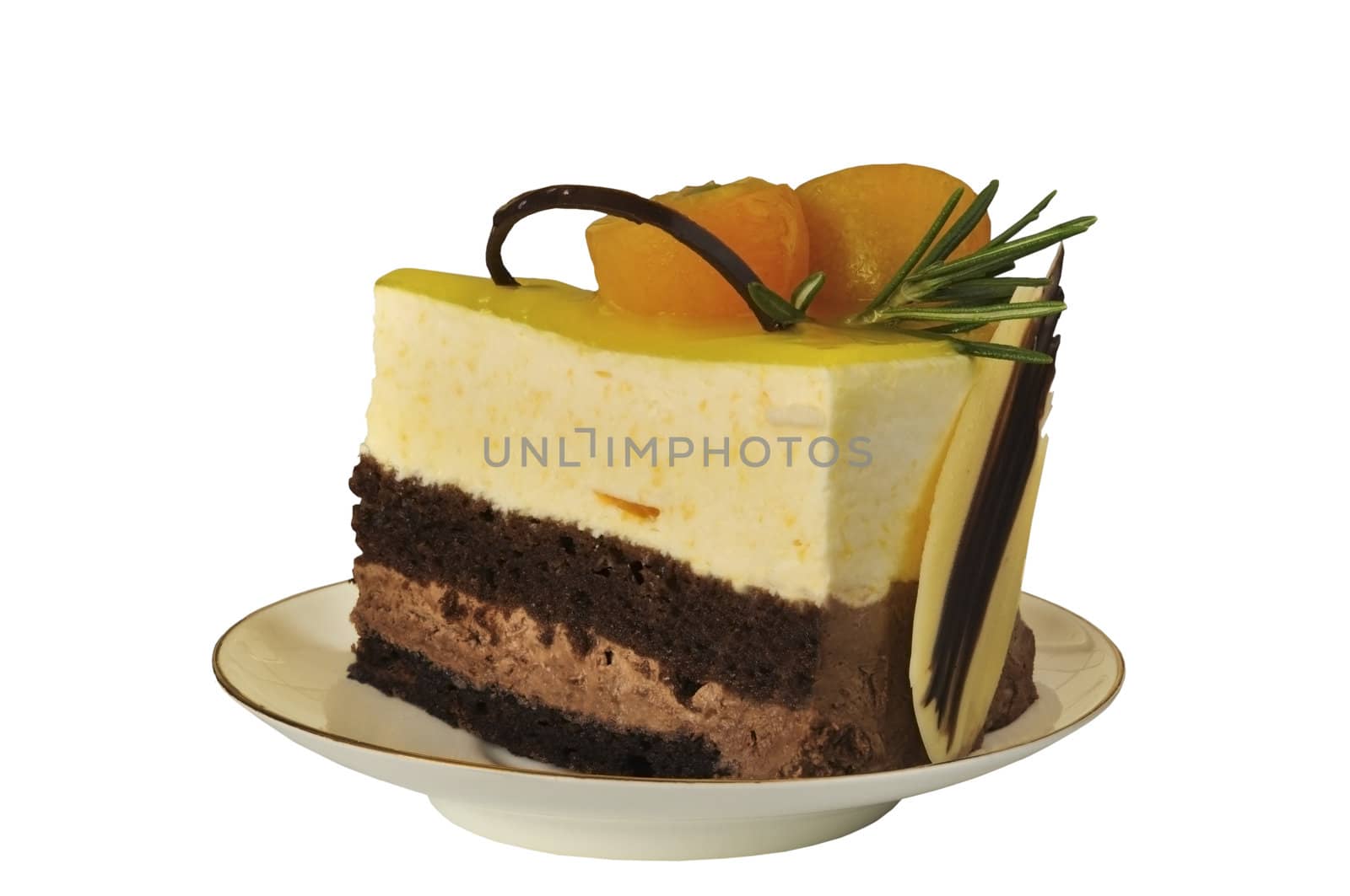 Cake with fruit on the white isolated background
