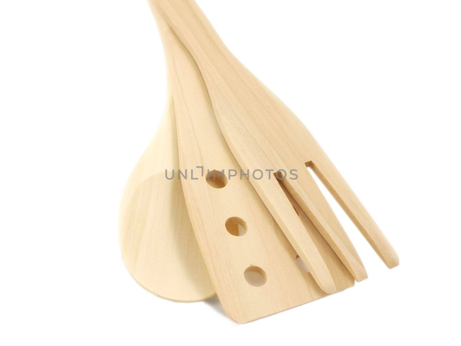 Group of wooden spatulas, isolated towards white background