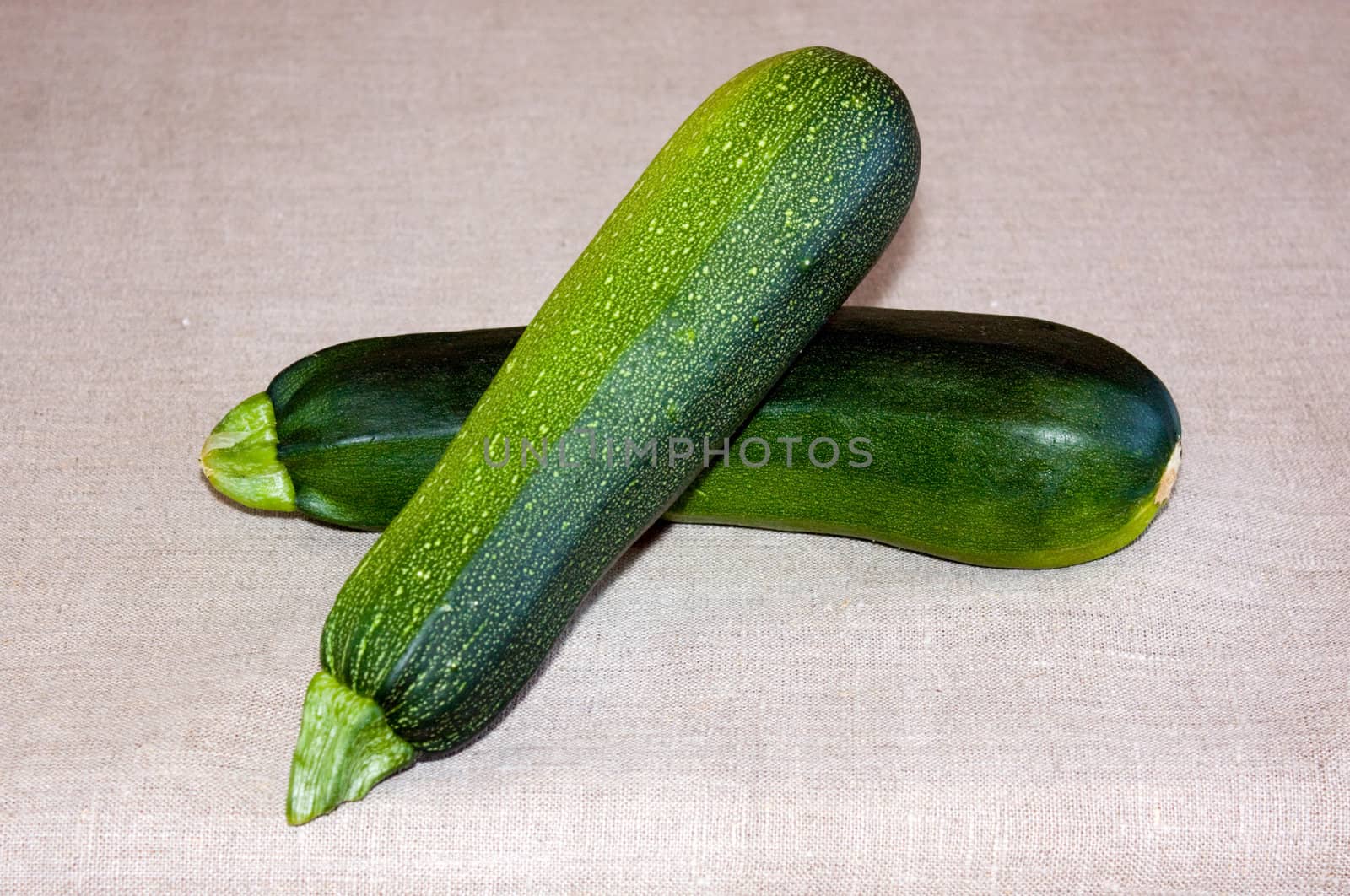 Two green vegetable marrows