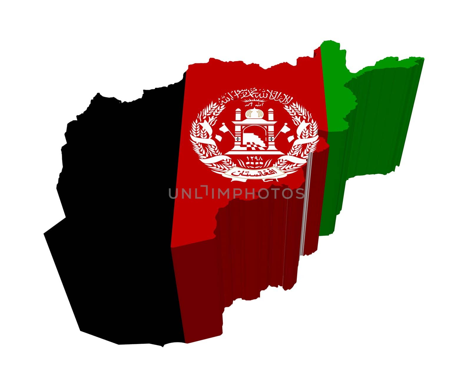 map and flag of afghanistan on white background