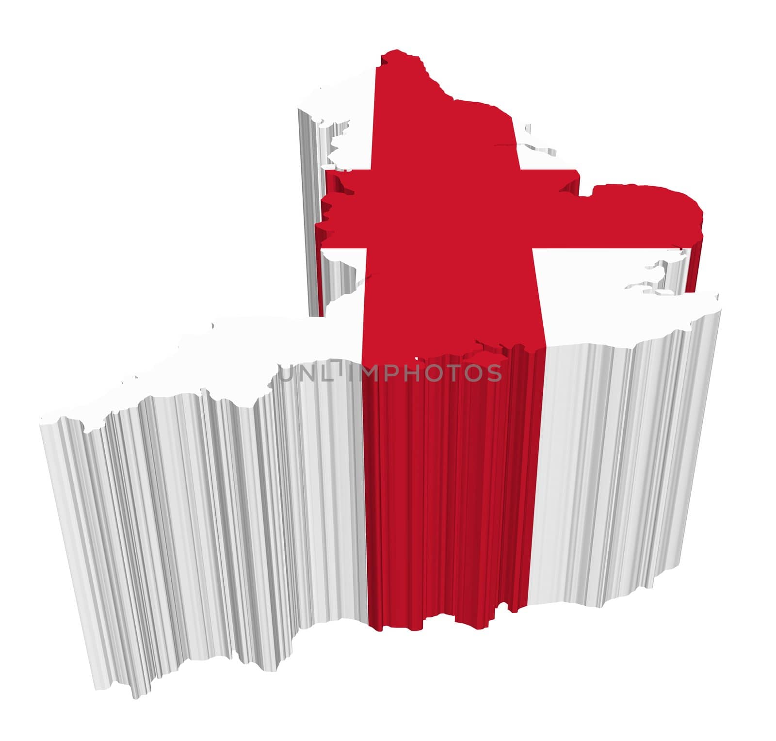 map and flag of england in 3d