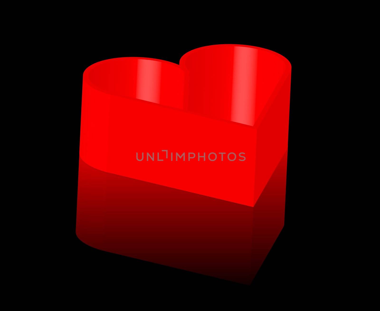 heart box red on black background