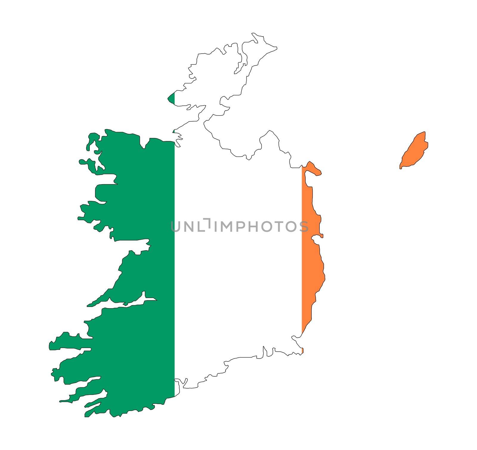 map and flag of eire