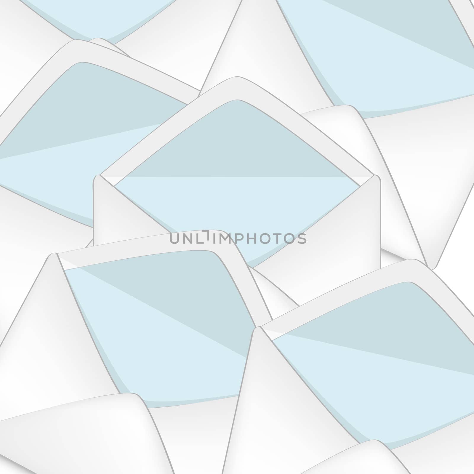 opened envelopes  on white background