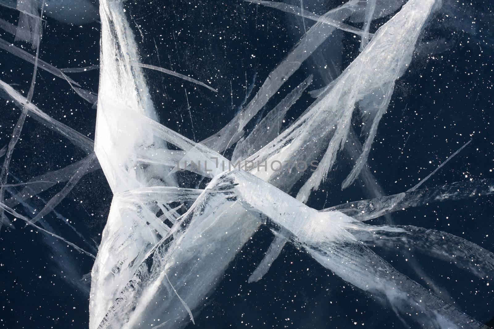 Spider web of tension cracks in thick layer of ice by PiLens