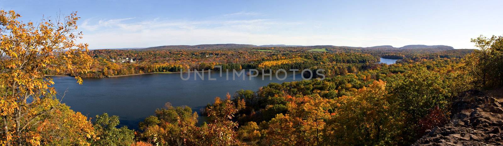 A shot of New England during early autumn foliage at its peak colors.