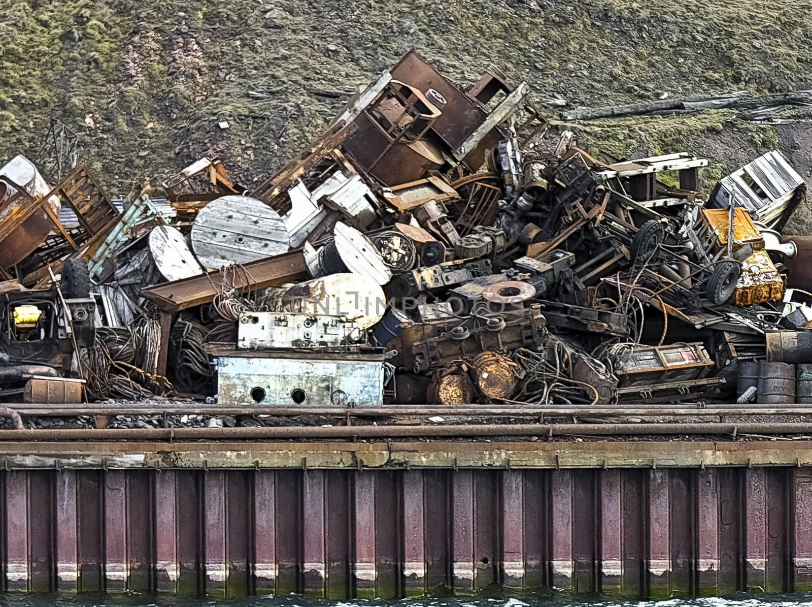 Pile of waste and garbage in a outdoor dump