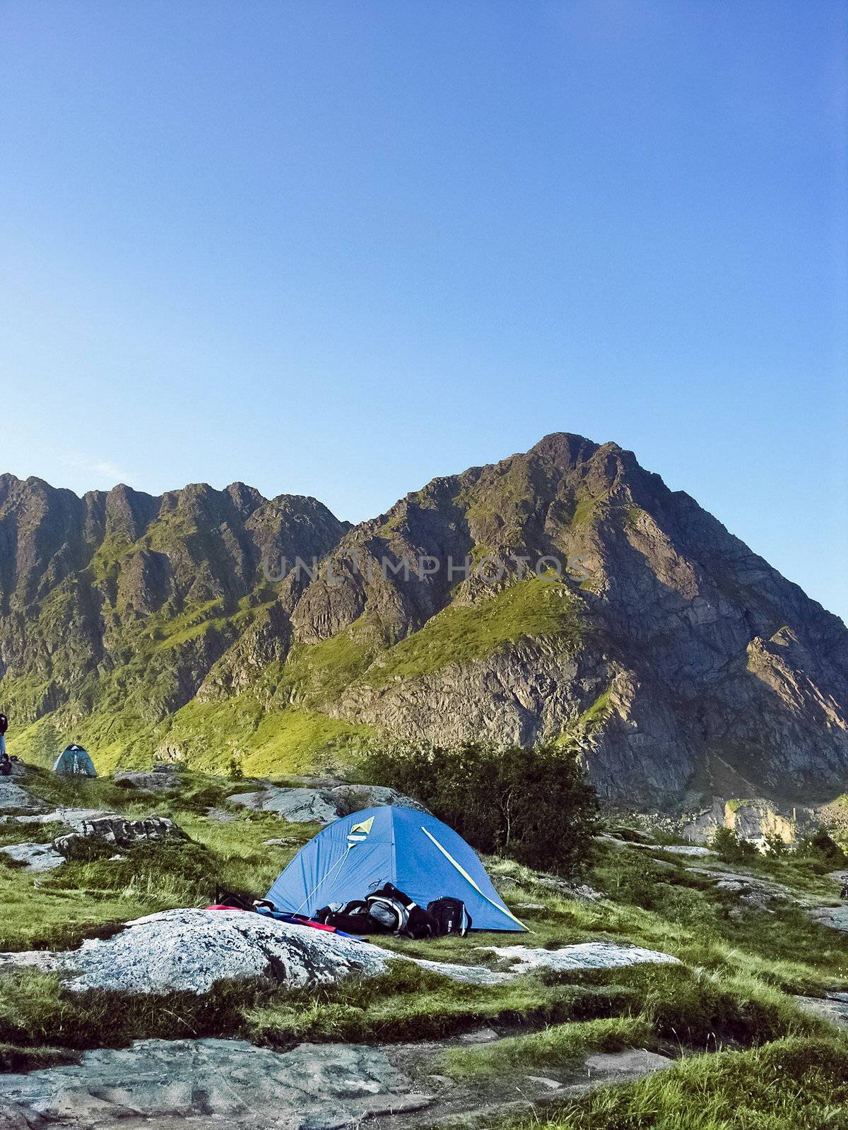 Tent in a lofoten camping site by rigamondis