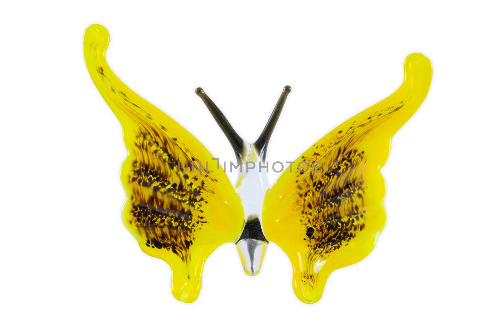 The glass butterfly who has been removed on a white background with an easy shade, with clipping path