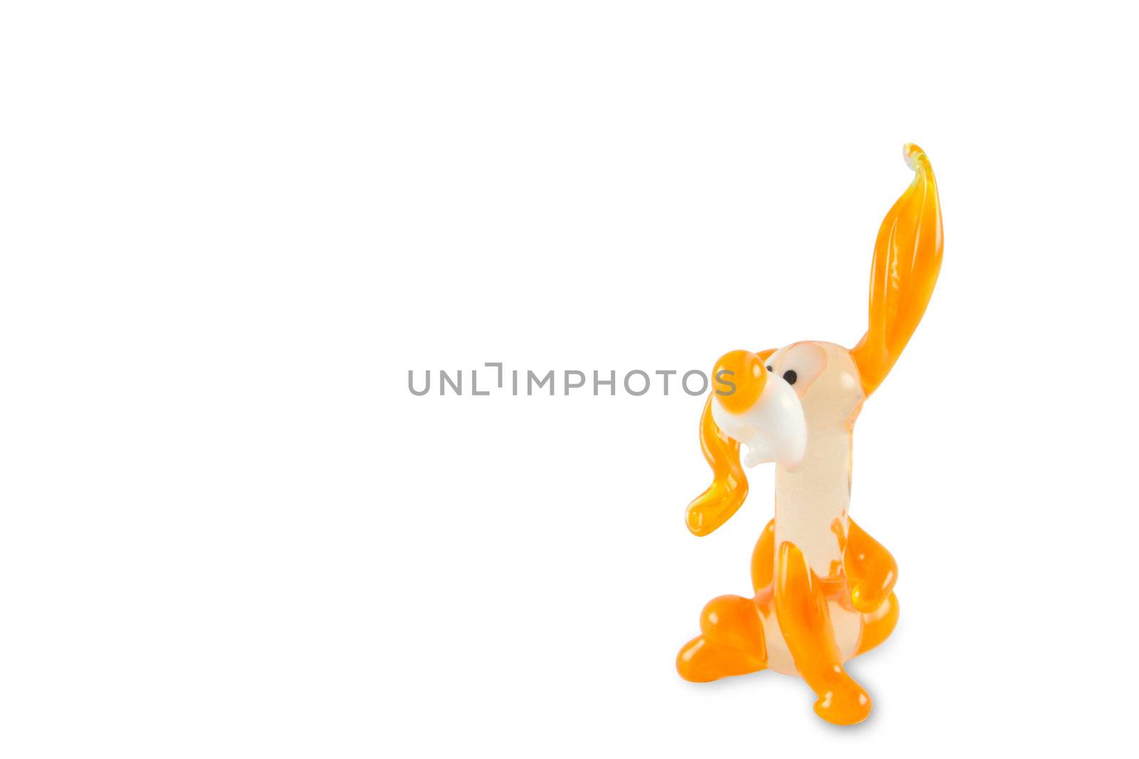 Toy glass puppy on a white background. With clipping path.