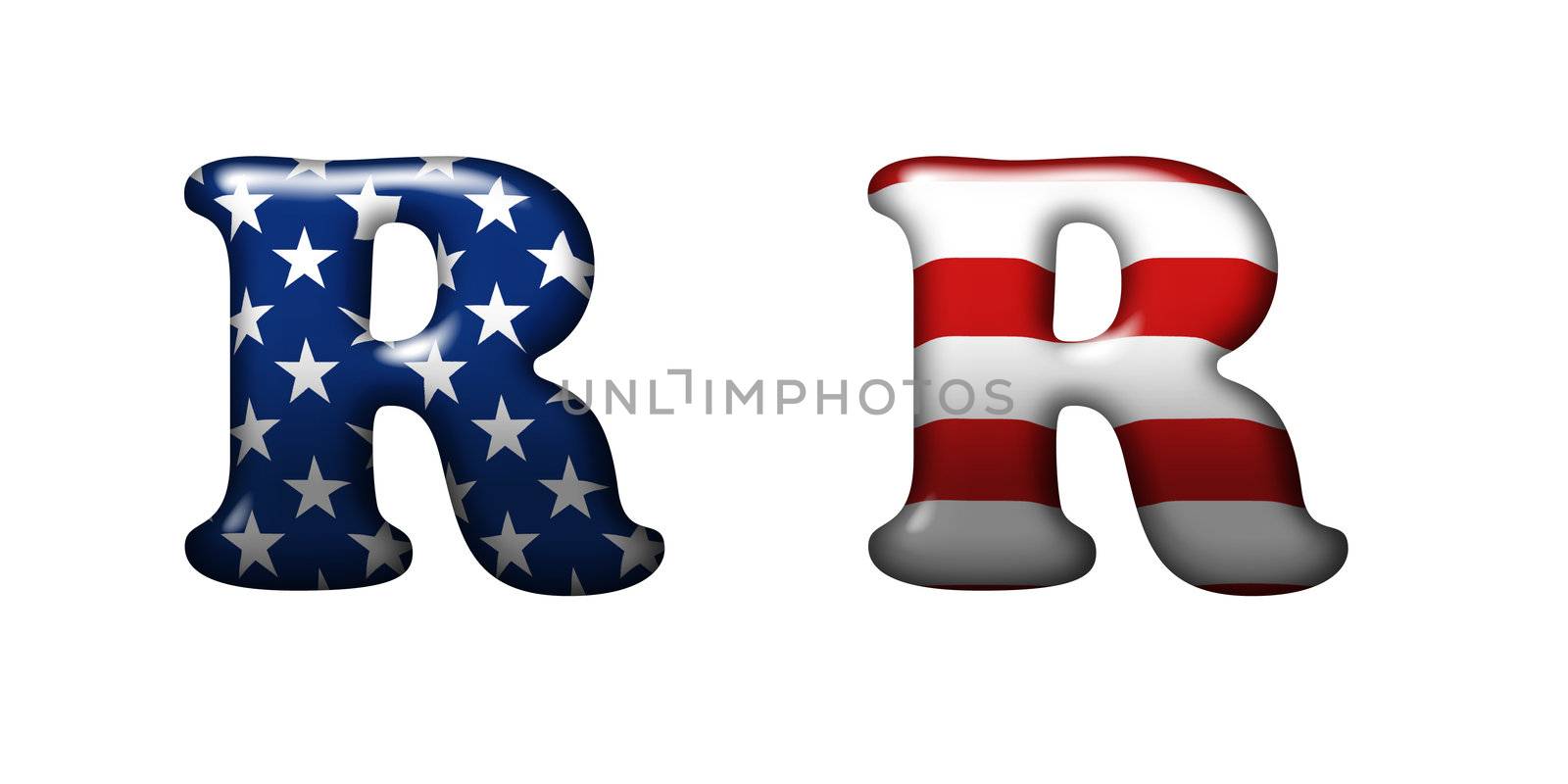 Exclusive collection letters with american stars and stripes