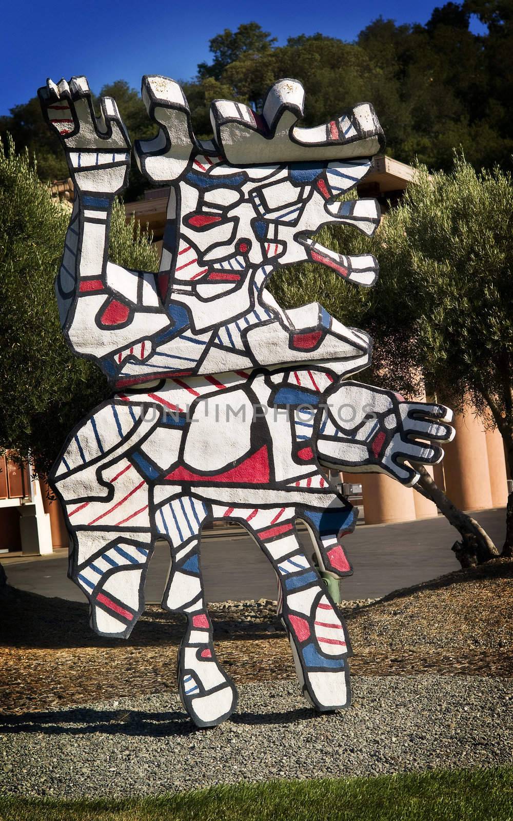 Jean Dubuffet sculpture in front of the Clos pegase Winery in Napa Valley