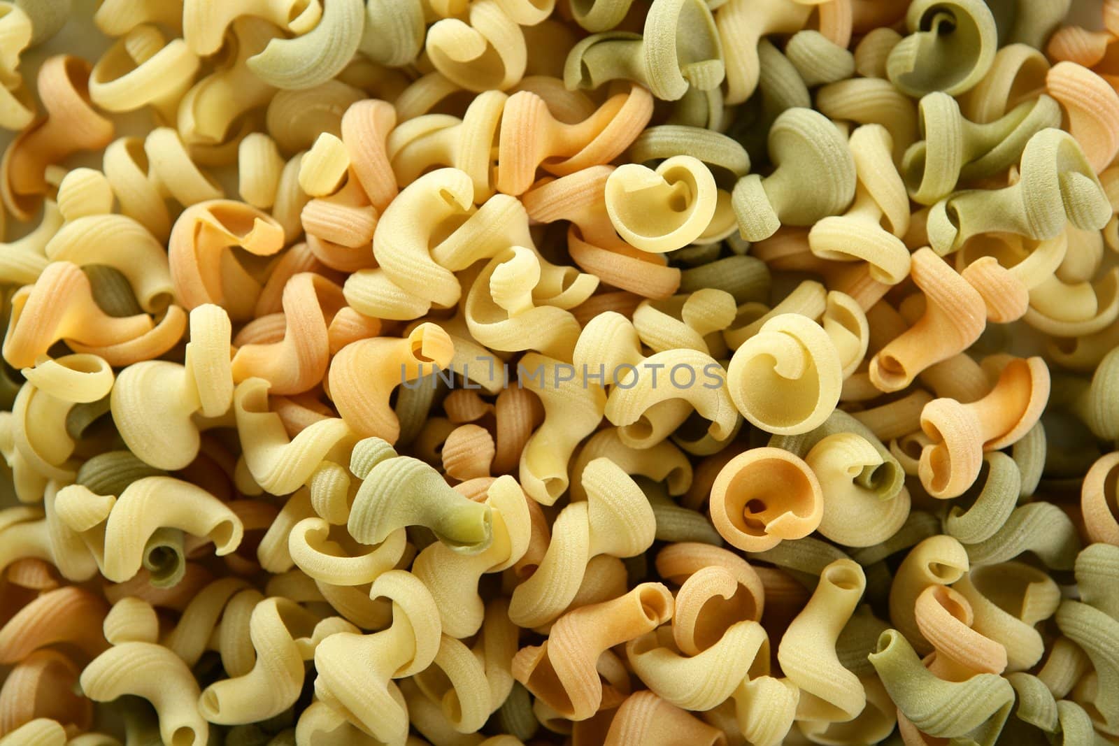 Twisty snail shape, Italian multicolor pasta texture, good for background
