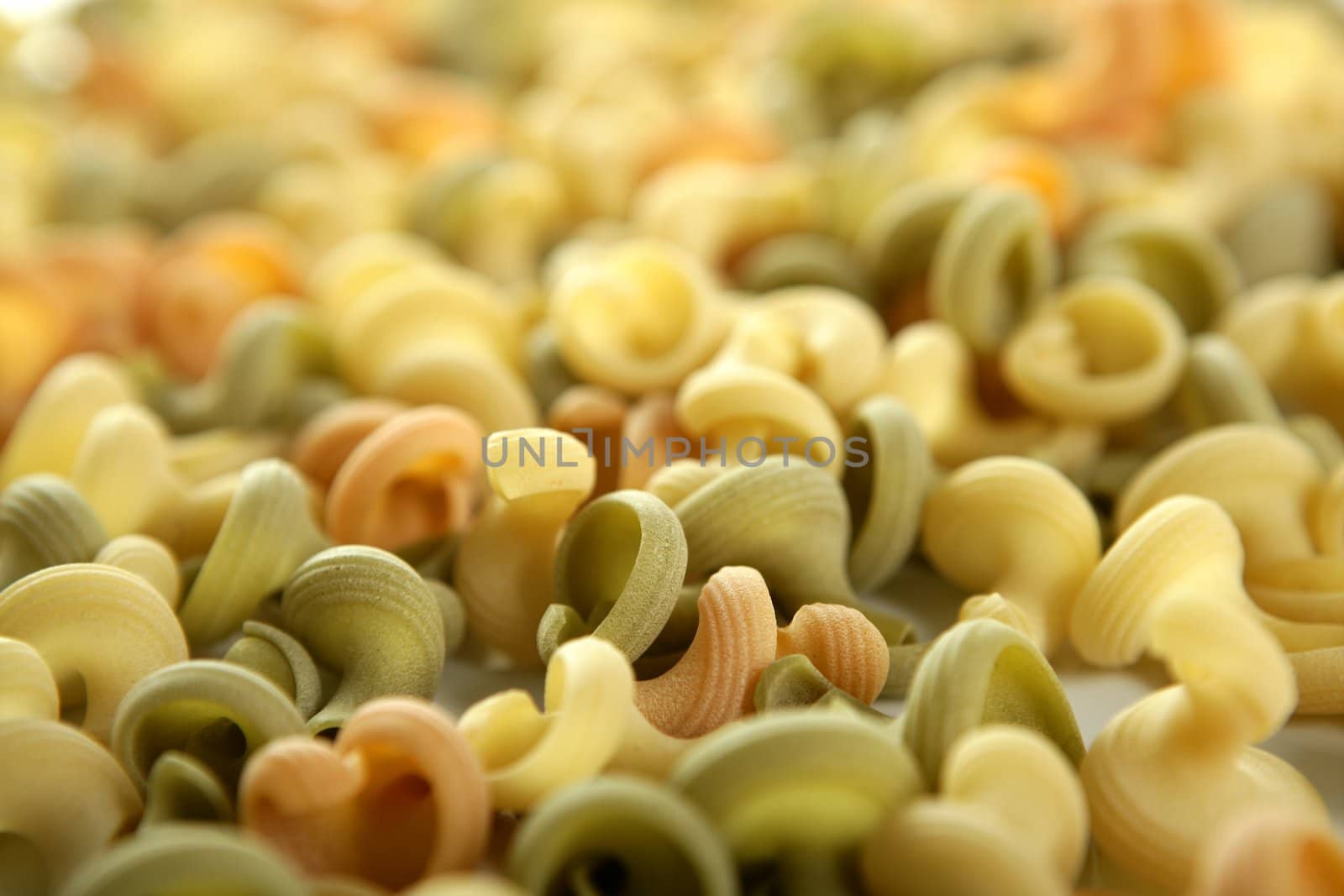 Twisty snail shape, Italian multicolor pasta texture, good for background