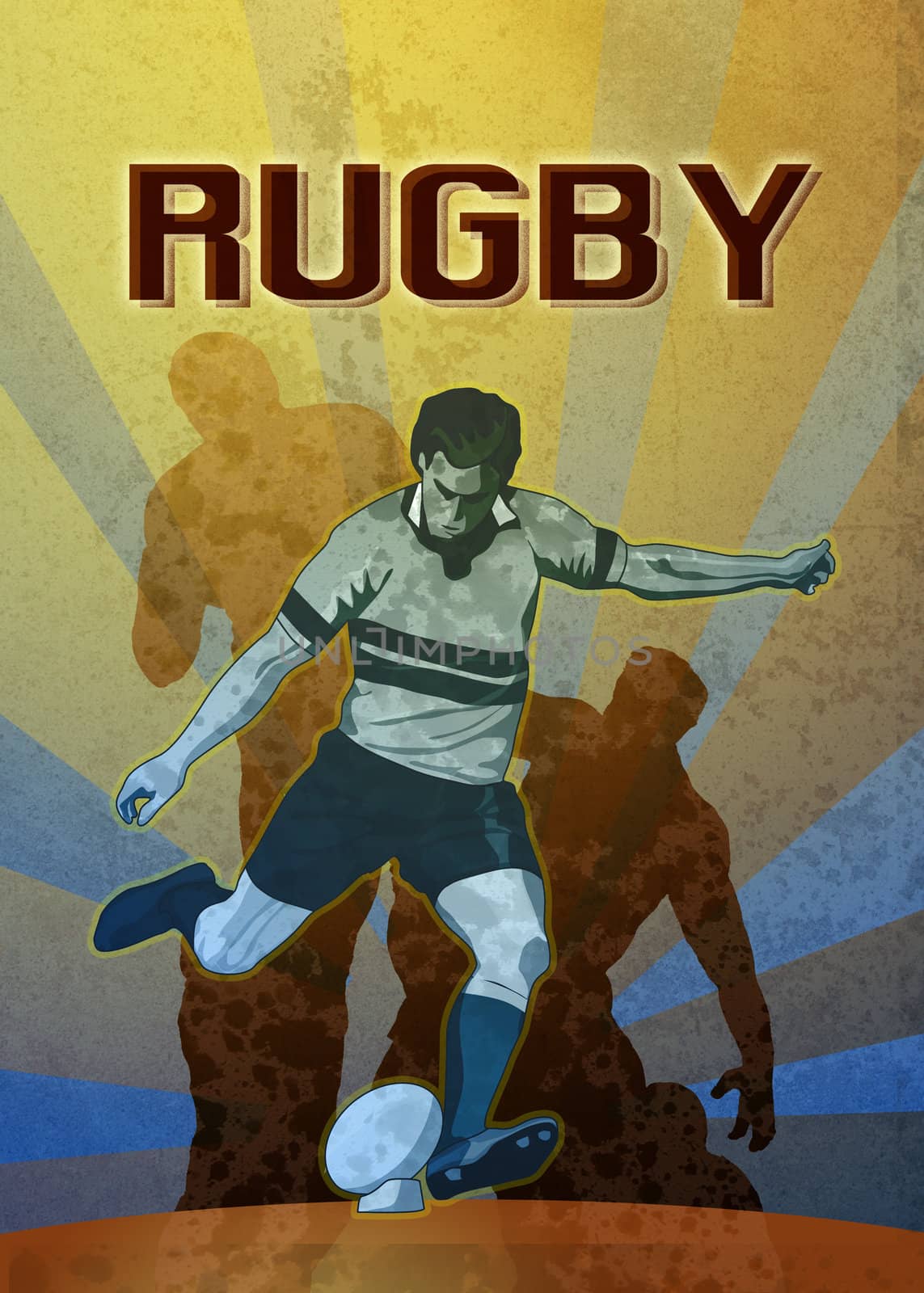 rugby player kicking the ball poster by patrimonio
