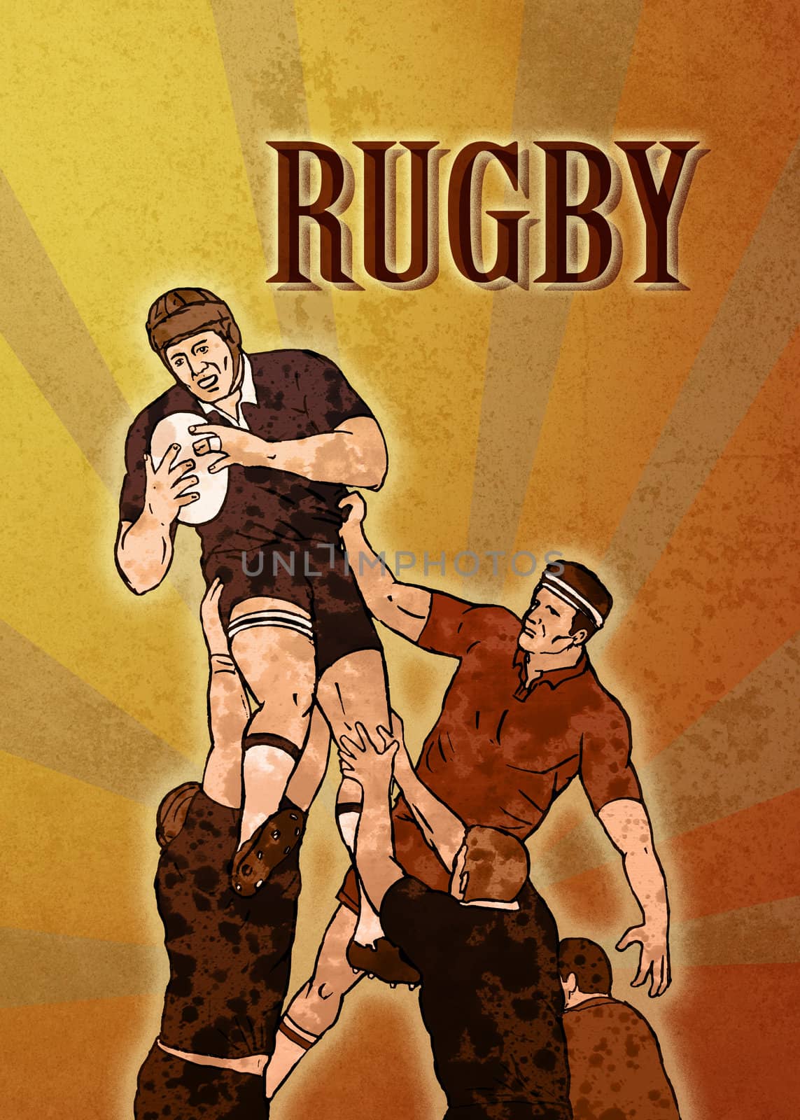 rugby player jumping lineout by patrimonio