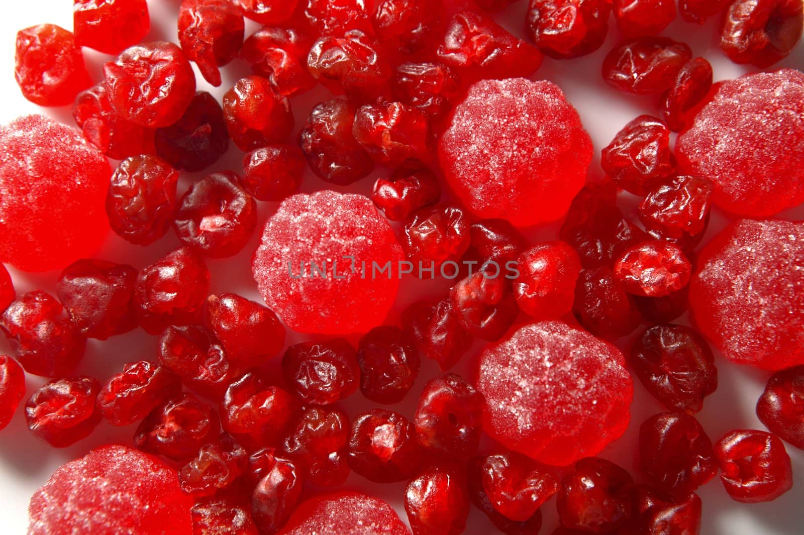 Delicious red cherry berries and candy strawberries by lunamarina