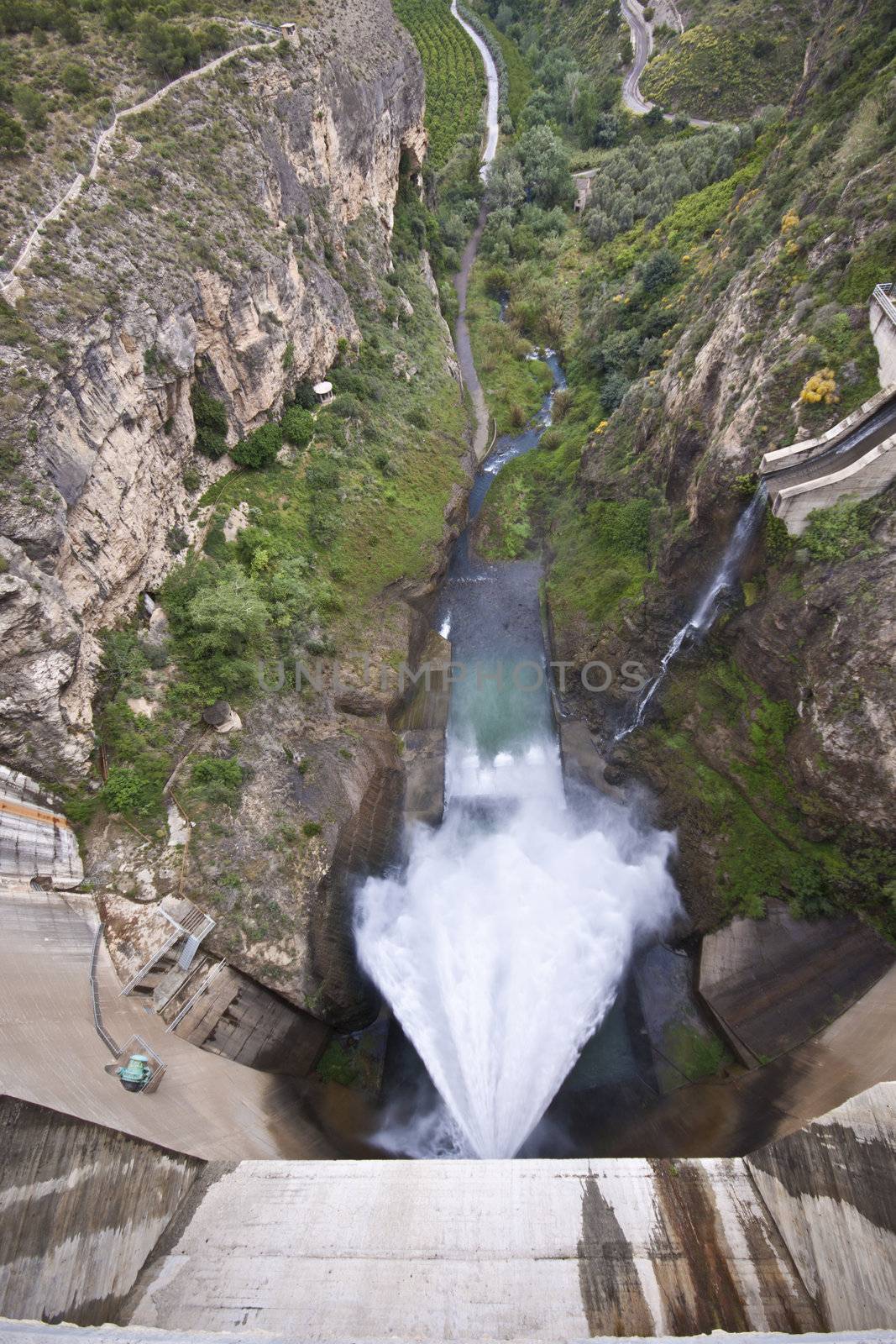 View from the top of the dam of the hydroelectric power station