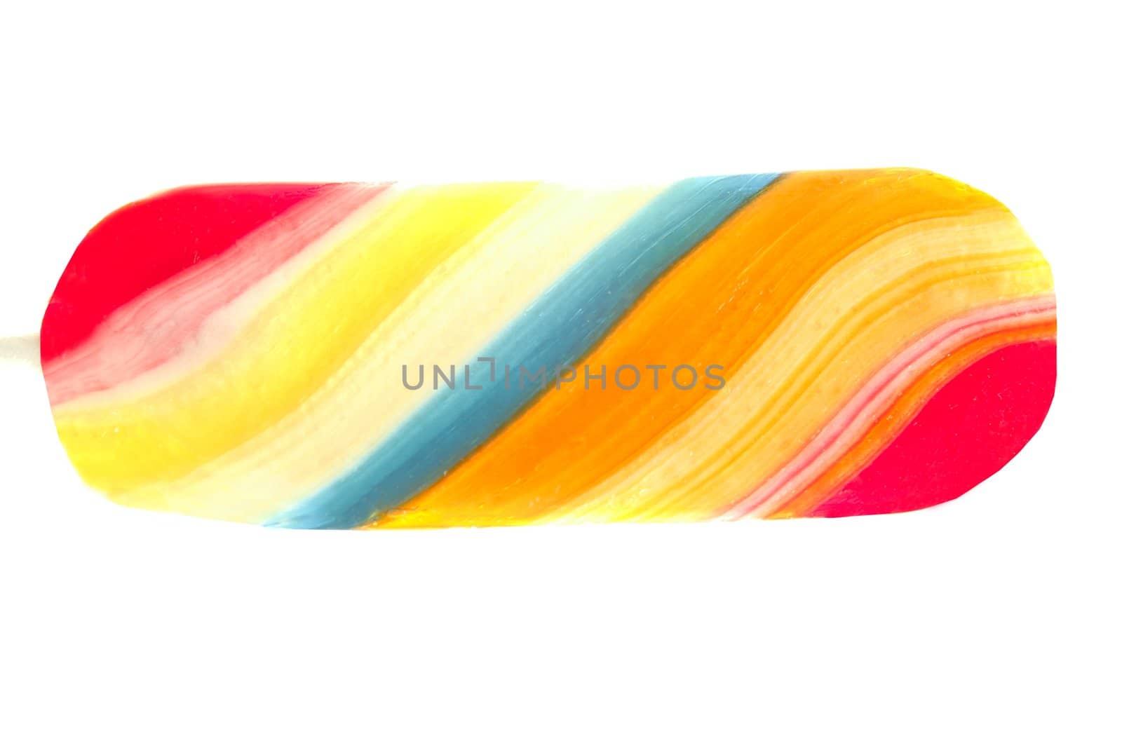 Colorful twisted candy sweet lolipop isolated on white