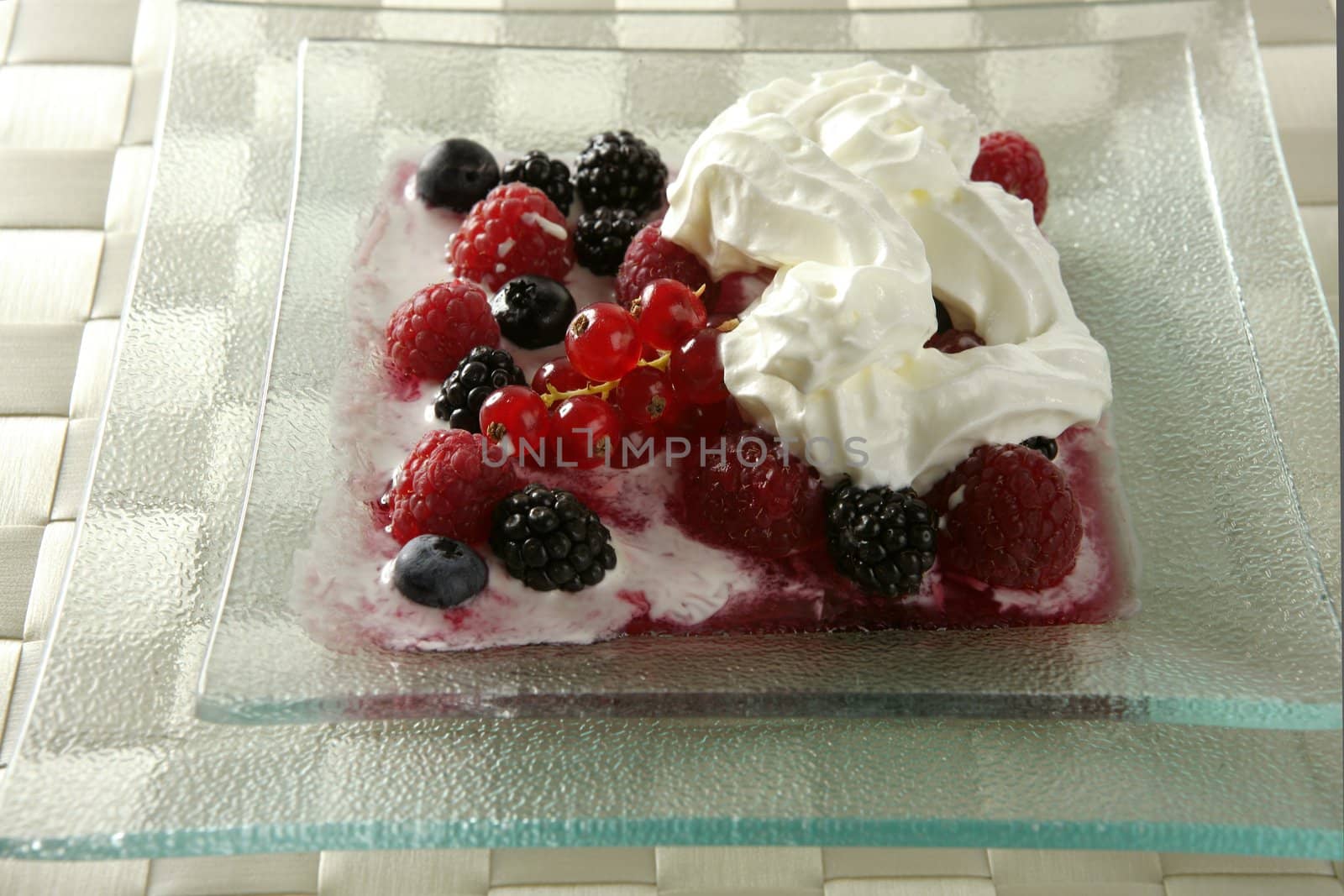 Berries and cream mix dessert by lunamarina