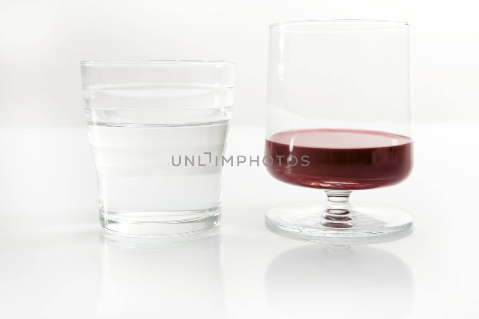 Glass of water and wine by lunamarina