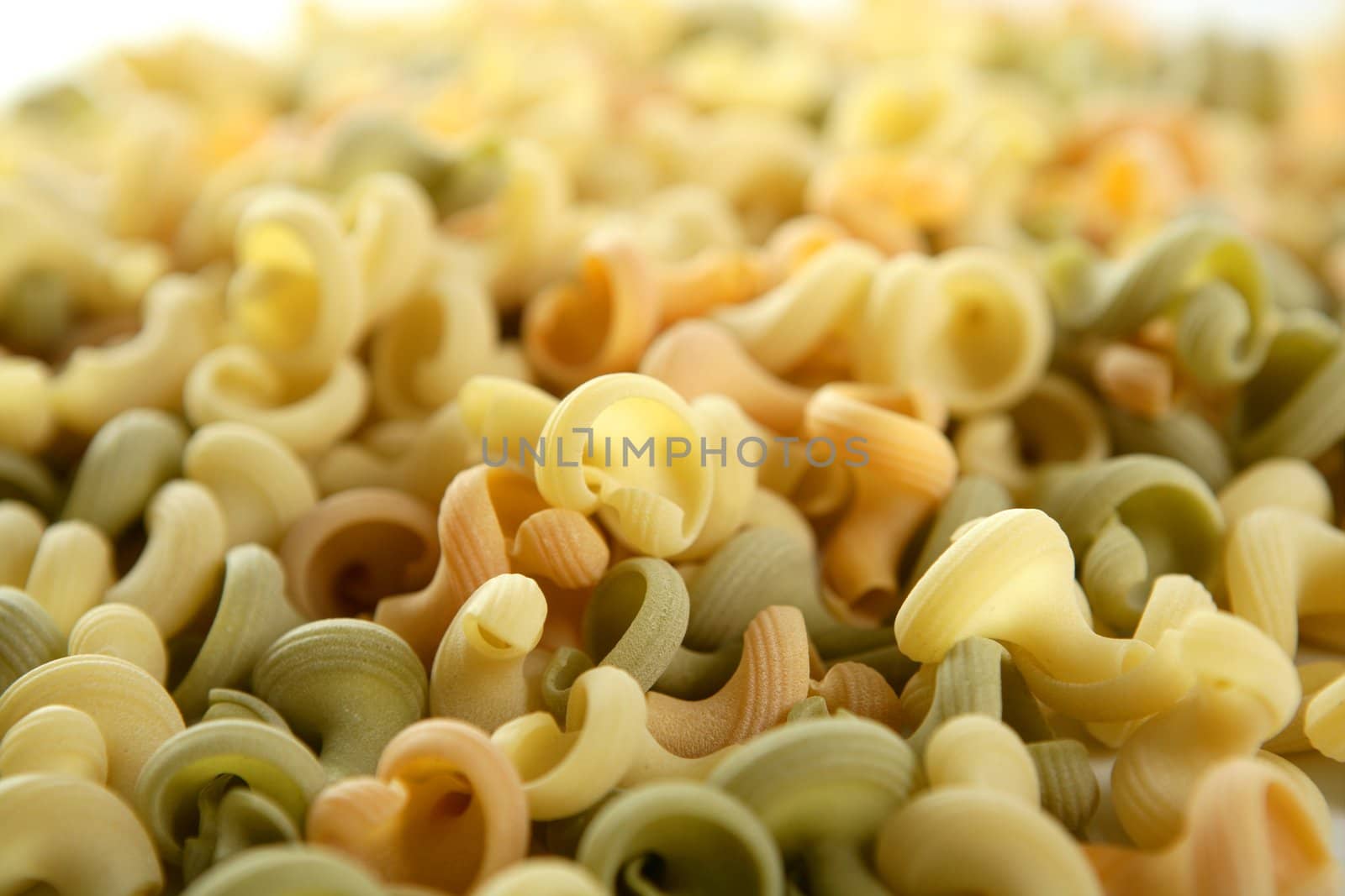 Twisty snail shape, Italian multicolor pasta texture, good for background