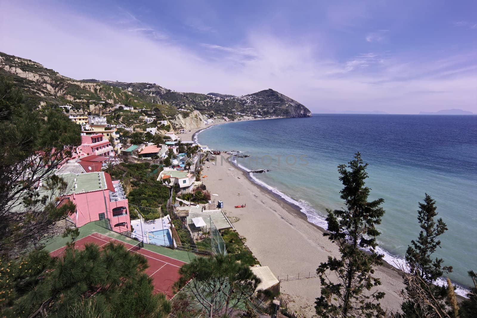 ITALY, Campania, Ischia island, S.Angelo, view of S:Angelo beach