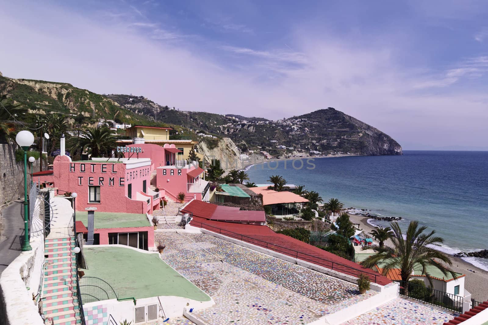 ITALY, Campania, Ischia island, S.Angelo, view of S.Angelo beach