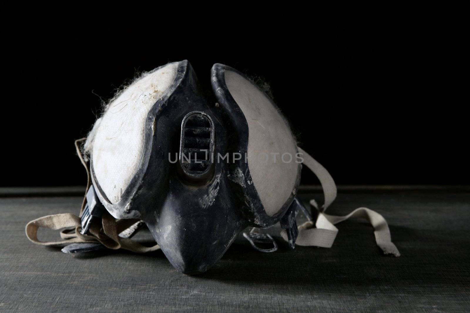 Construction protection equipment, mask over black background