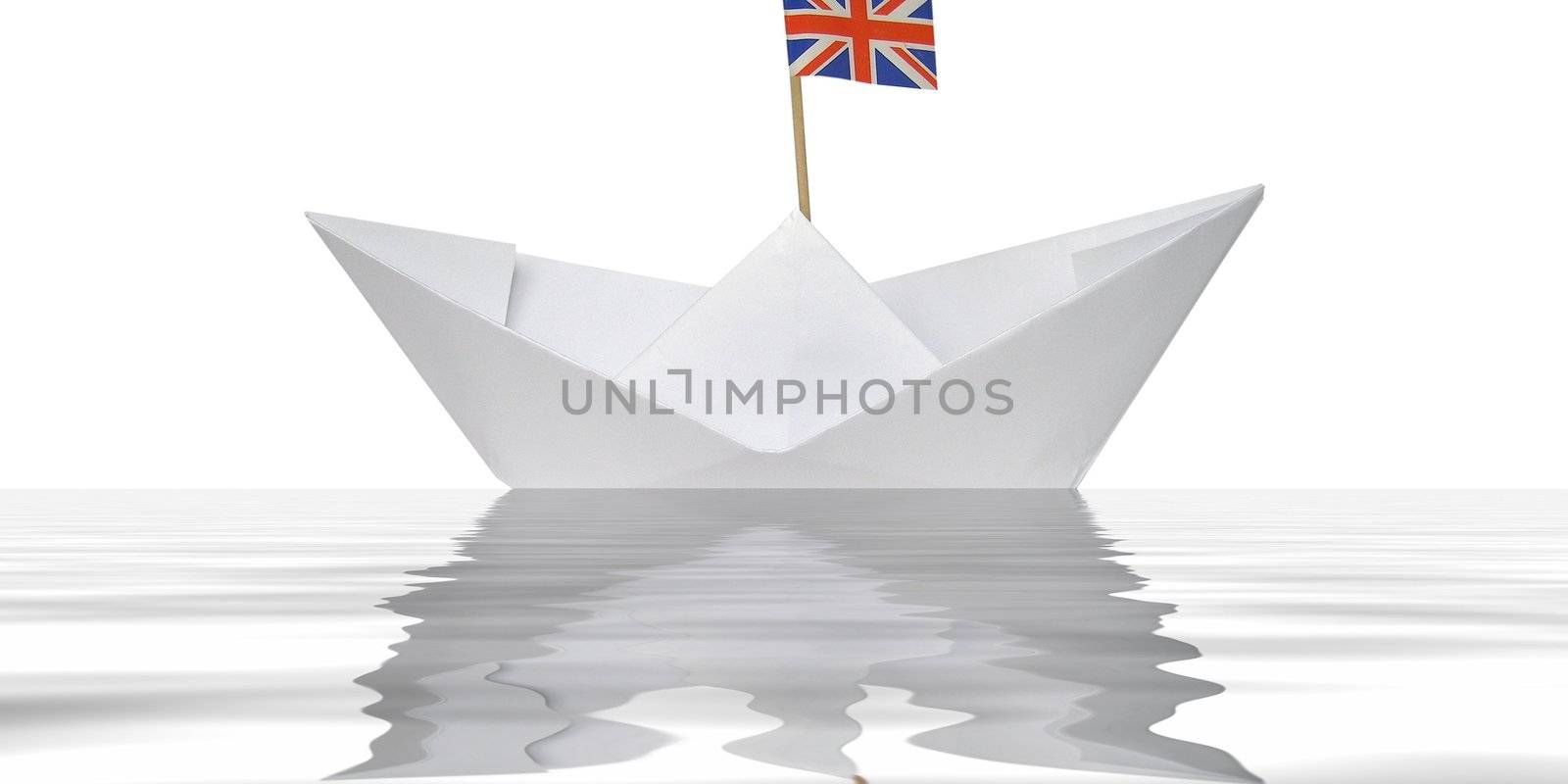 Toy paper boat with union jack UK flag