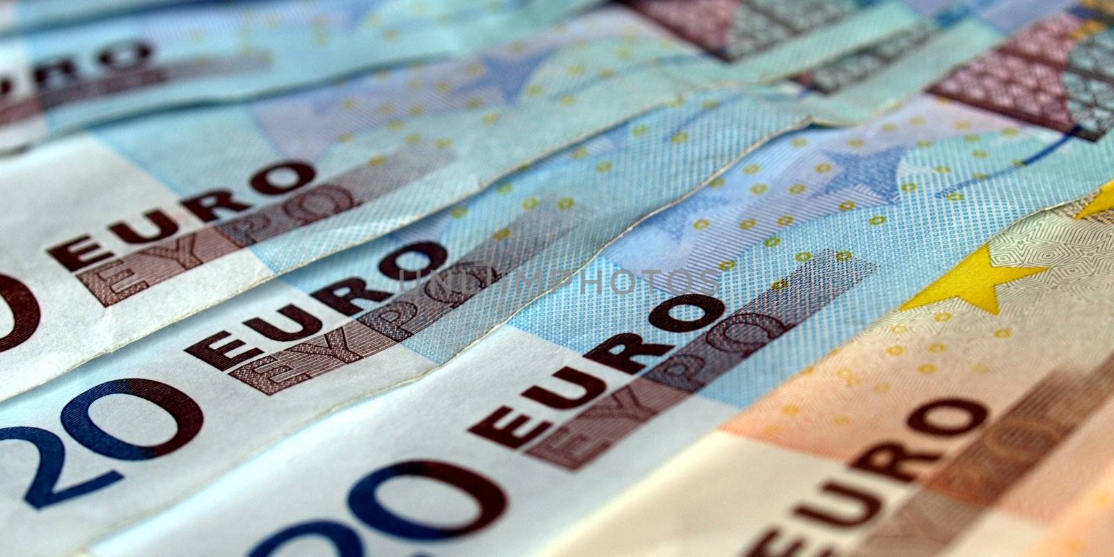 Detail of Euro banknotes money european currency