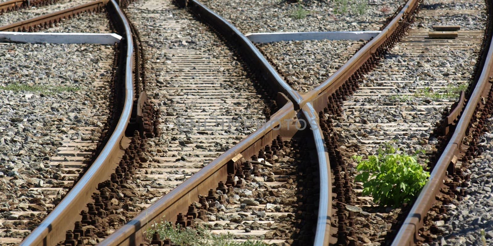 Detail of railway railroad tracks for train
