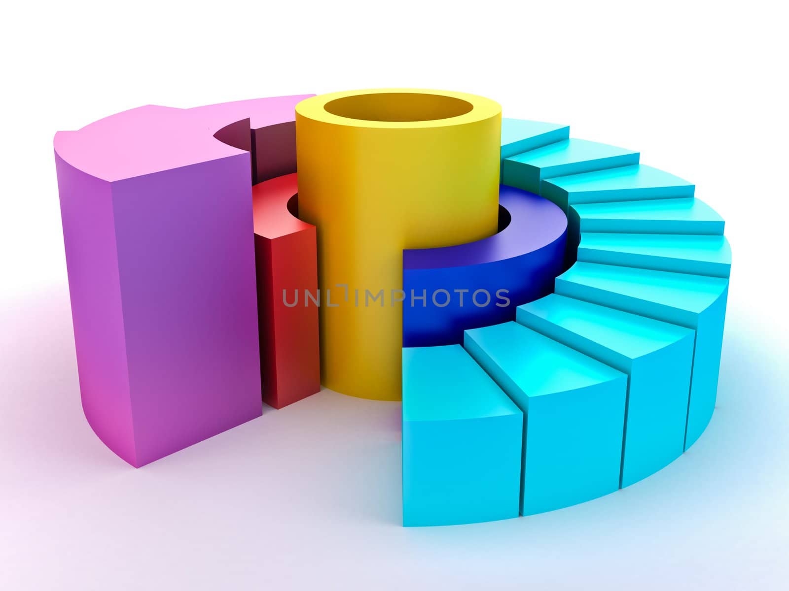 Colorful toy diagram on white background