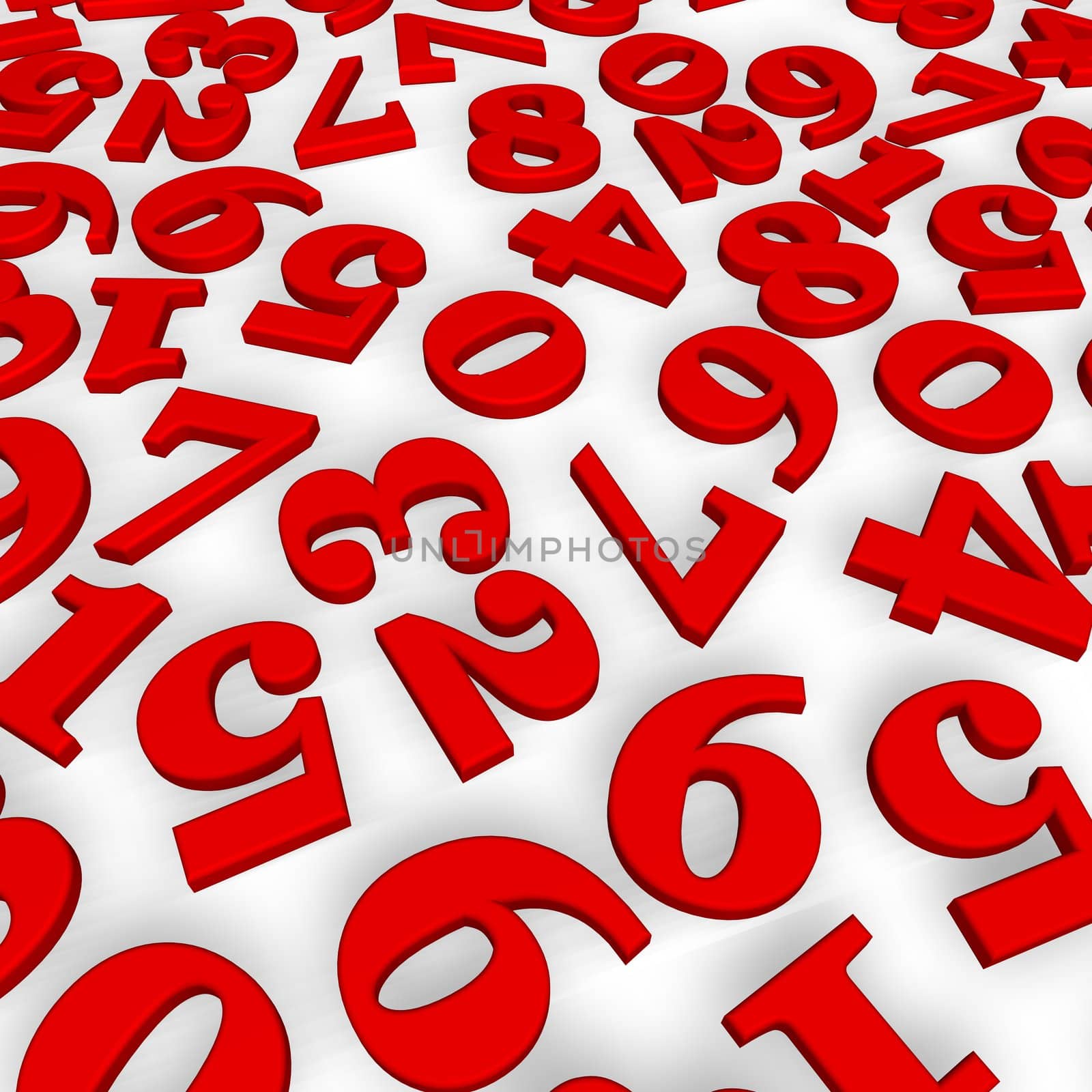 disorder of numbers on white background - 3d illustration