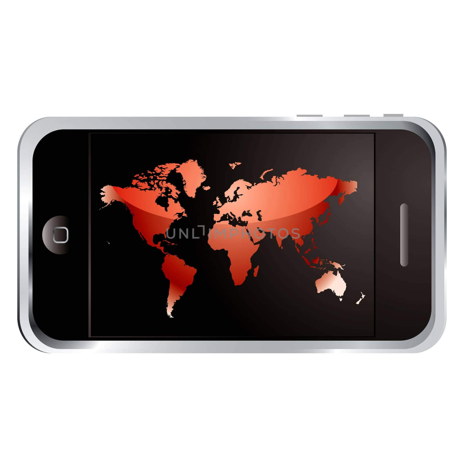 modern technology phone with large screen and world logo