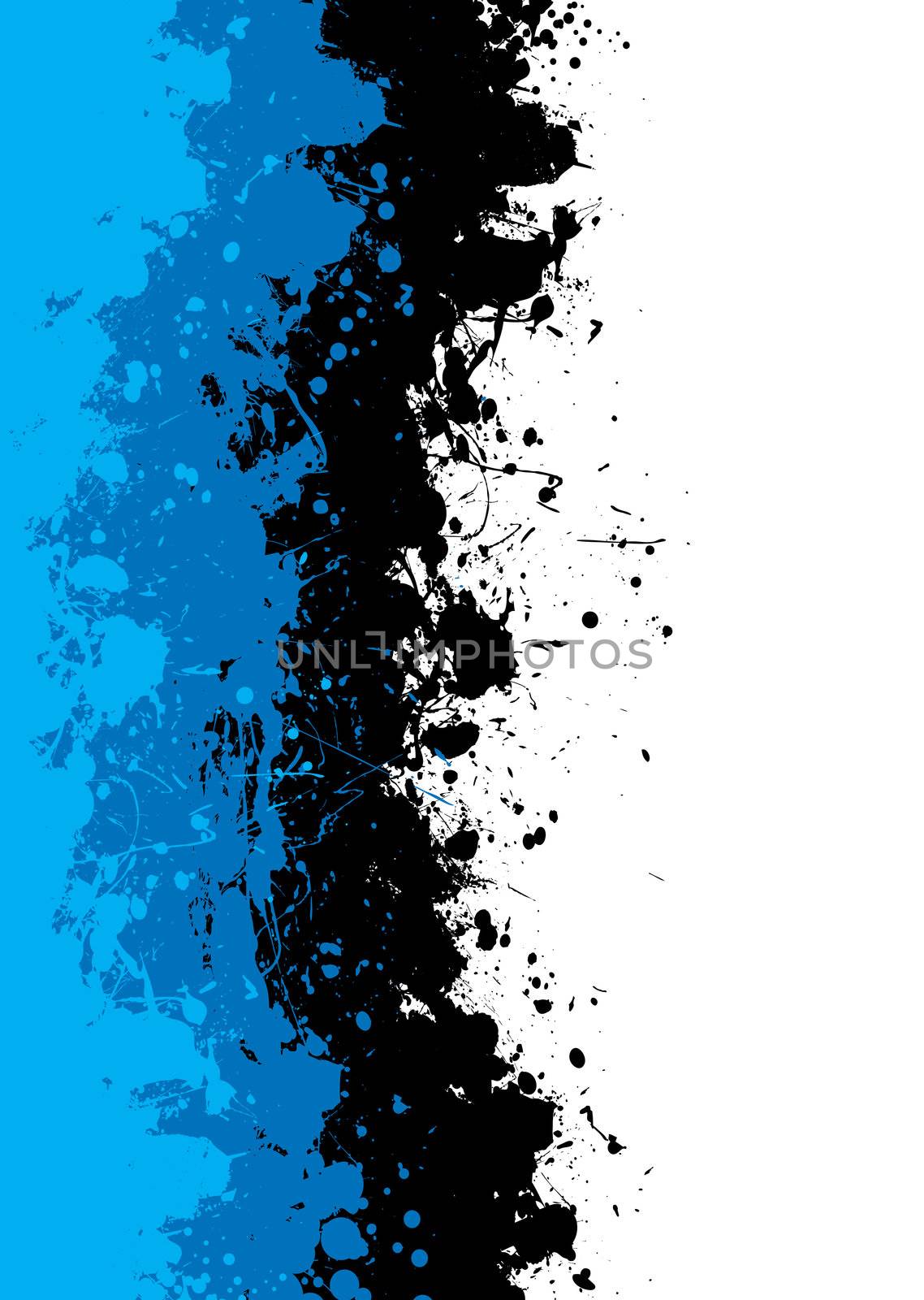 Abstract shades of blue grunge background with ink spalt