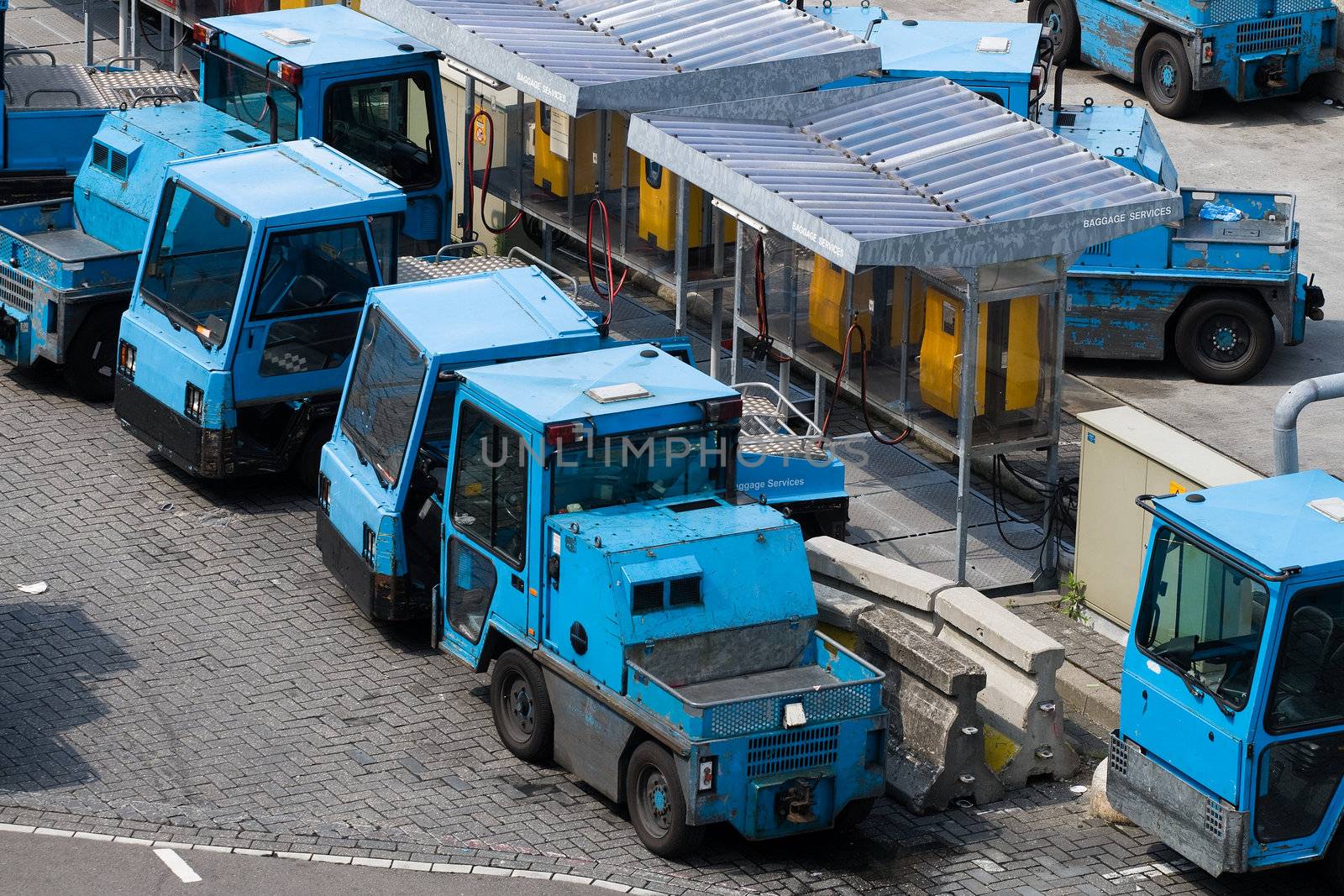 Aircraft Baggage and Cargo Handling Tractors at Amsterdam airport (Shiphol), Netherlands