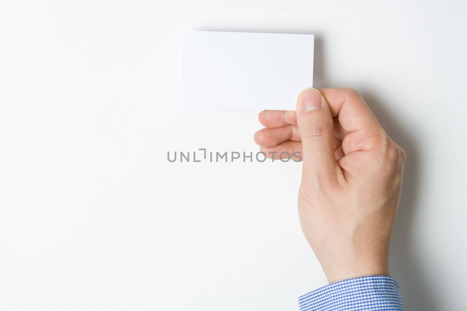 Man or person presenting a business card to introduce himself