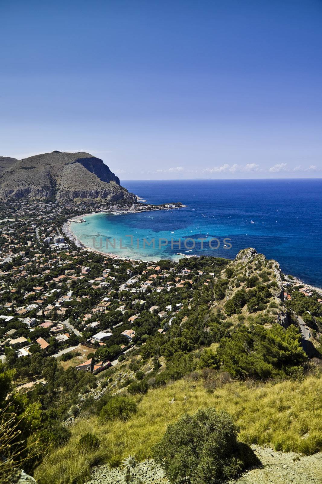 ITALY, Sicily, Palermo, view of Mondello and Tirrenian sea
