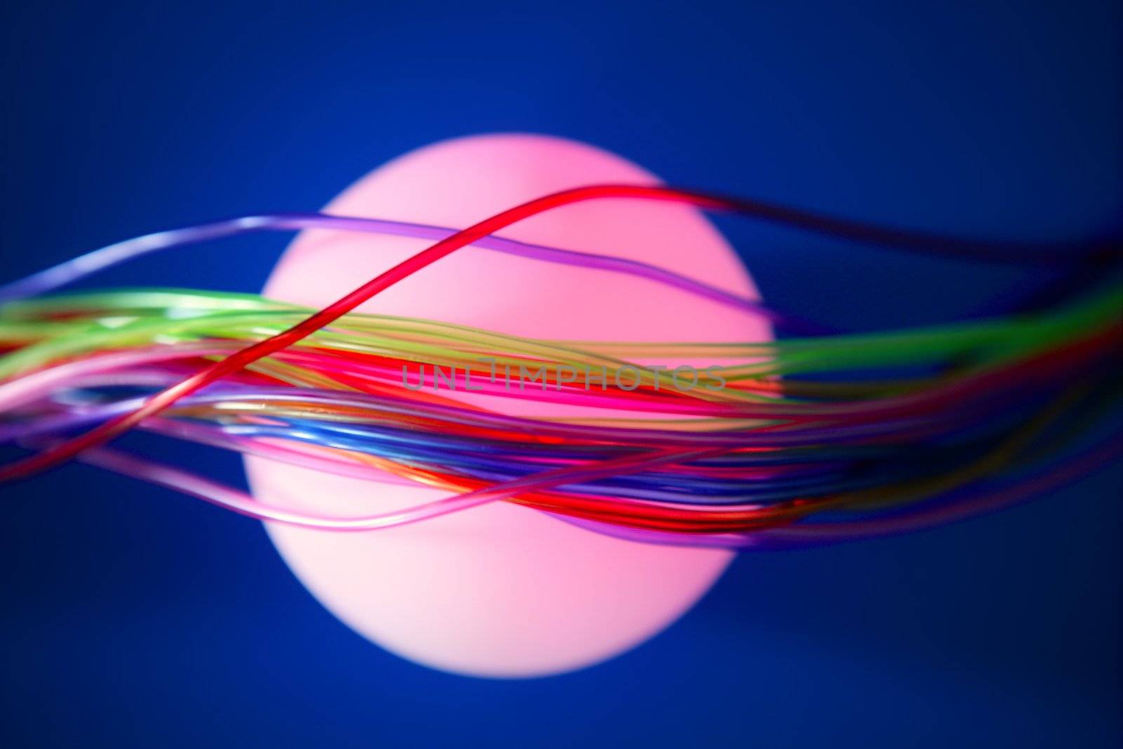 Glowing sphere with colorful wires such a wired communication by lunamarina