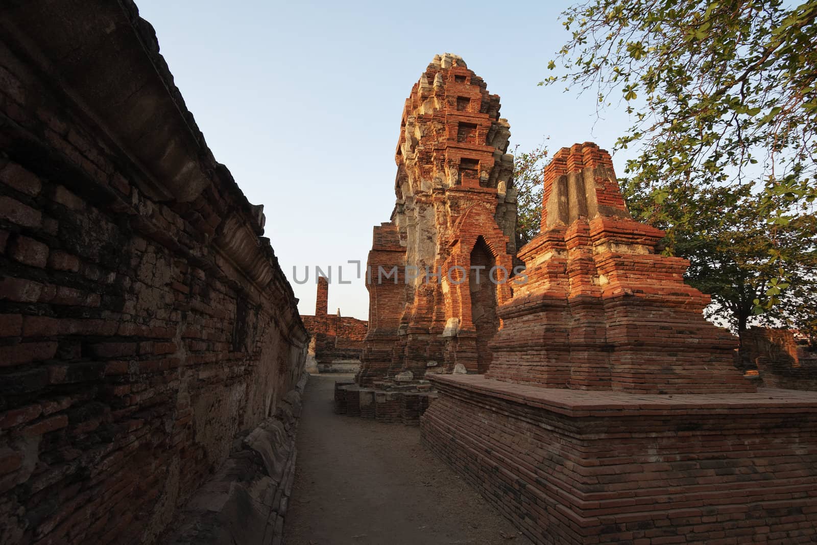 THAILAND, Ayutthaya, the ruins of the city's ancient temples at sunset