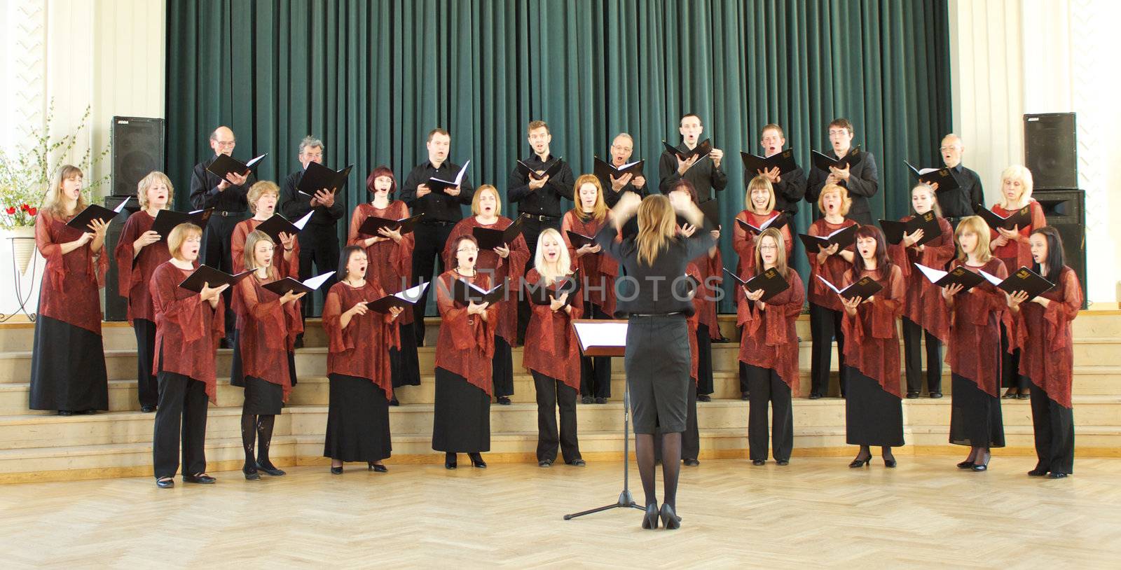 JELGAVA, LATVIA - MAY 08 : Choir ZEMGALE performs onstage at Local Choir Competition 2011 May 08, 2011 in Jelgava, LATVIA