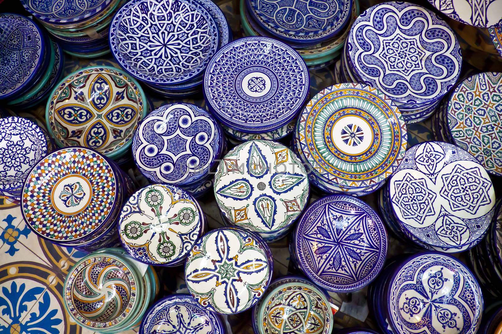 Handcrafts shot at the market in Marocco