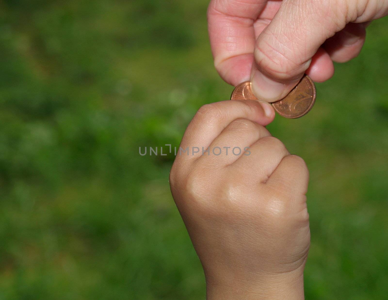 giving child coin